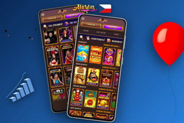 Notifikace o nové verzi mobilní aplikace Alawin Casino s tlačítkem Aktualizovat