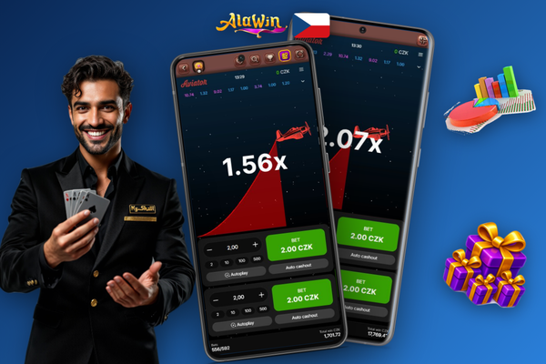 Přechod z demo módu do reálné hry Aviator po přihlášení do Alawin Casino online