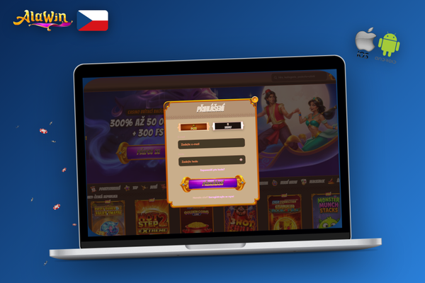 Dvoufaktorové ověření při přihlášení do Alawin Casino – mobilní kód a notebook